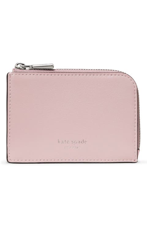 mini smooth leather zip card case
