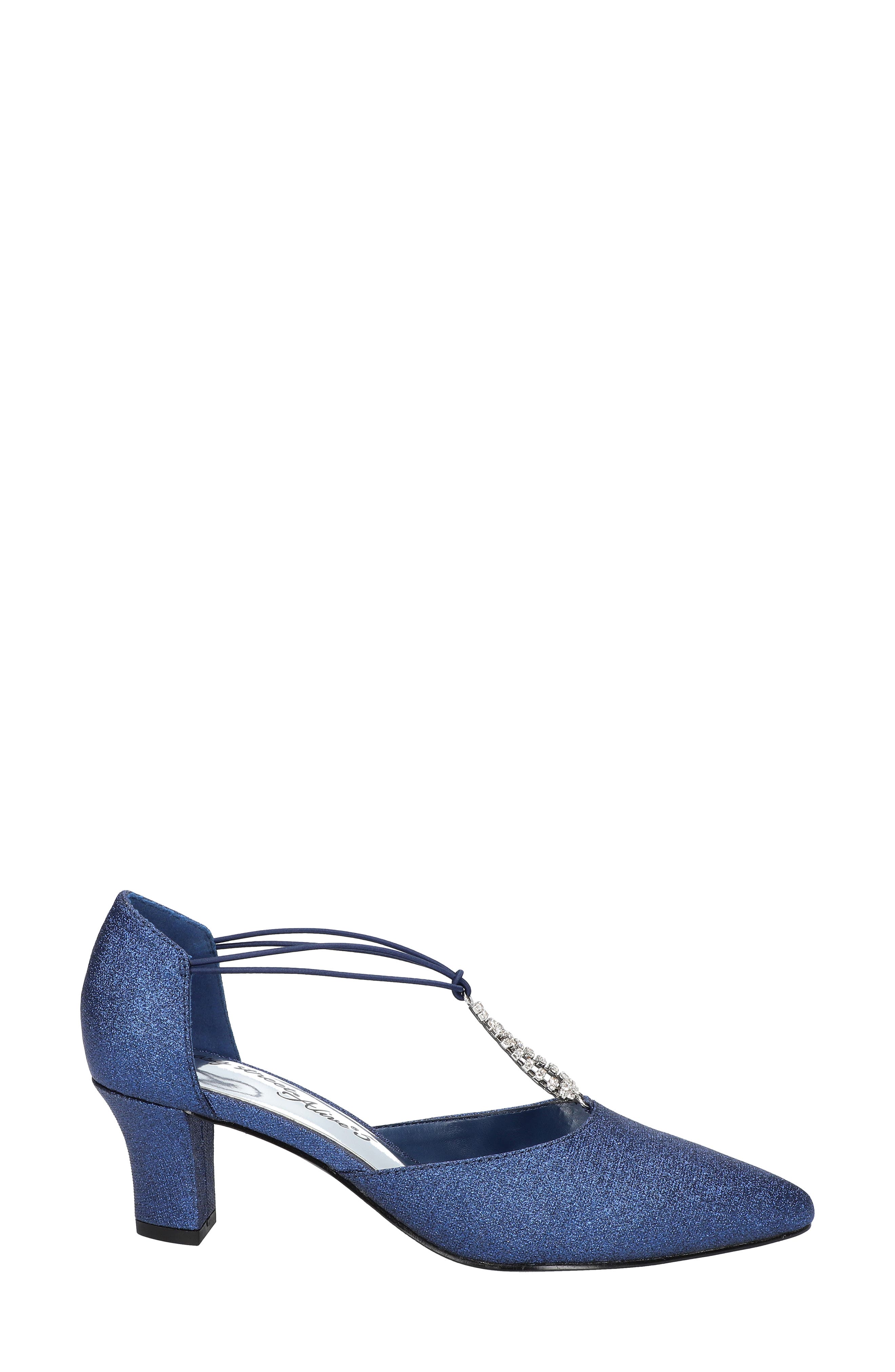 EASY STREET Moonlight Embellished T-Strap Pump - Multiple Widths Available, Alternate, color, Navy Glitter