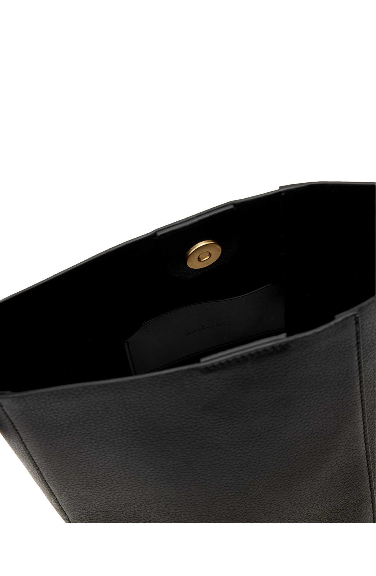 AllSaints Mini Alba Leather Crossbody Bag, Alternate, color, Black