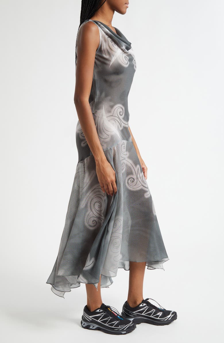 Paolina Russo Sleeveless Bias Cut Chiffon Maxi Dress, Alternate, color, Grey