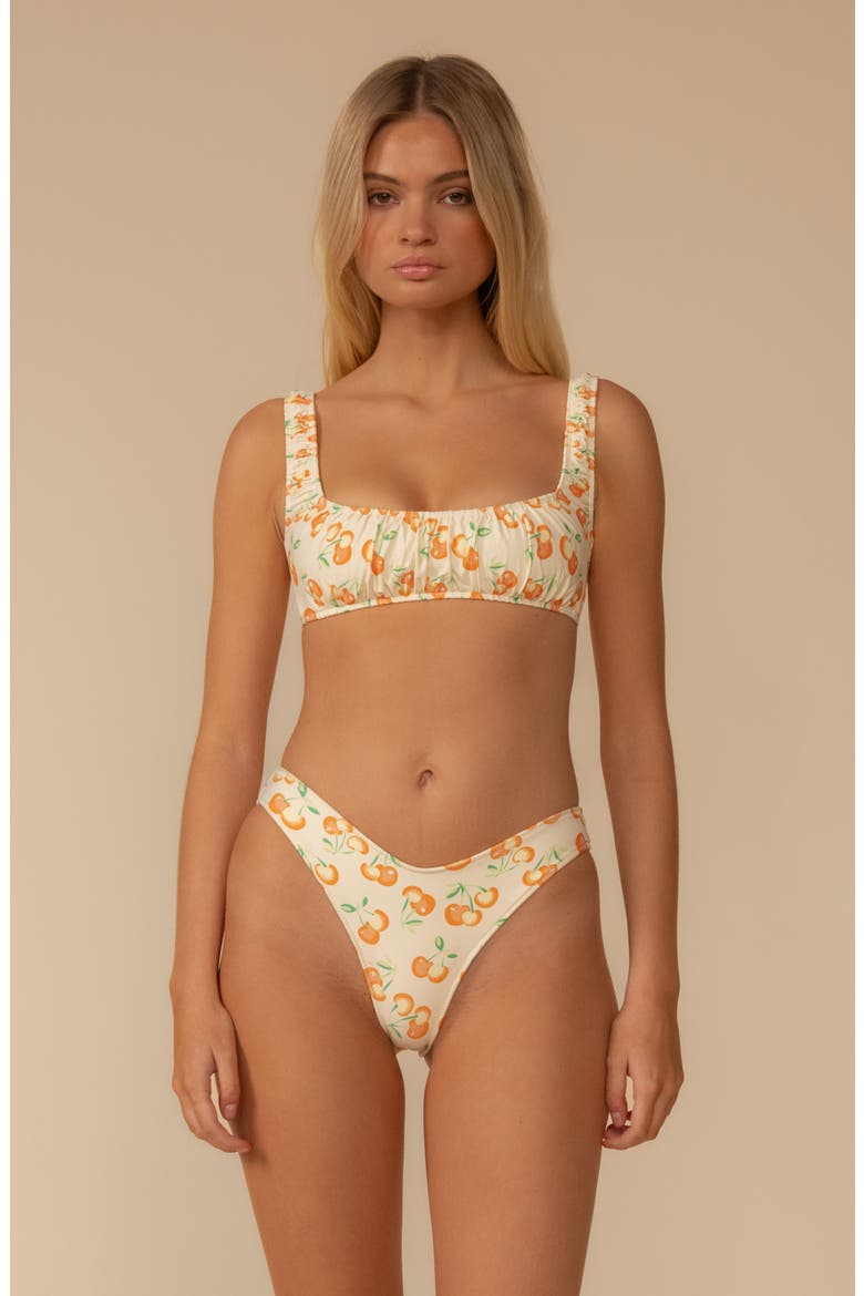 Lulu Cherry Print High Leg Bikini Bottoms, Alternate, color, CHERRY SHERBET