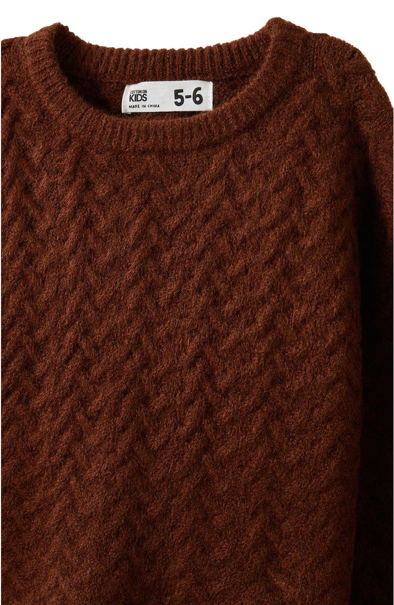 Cotton On Kids Kid's Cosi Knit Pullover, Alternate, color, Chestnut Marle
