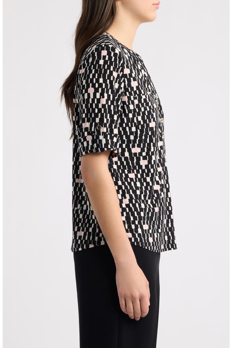 Print Knit Top with Elbow Sleeves, Main, color, ANNE BLACK MULTI