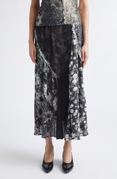 Sequin & Floral Patchwork Skirt