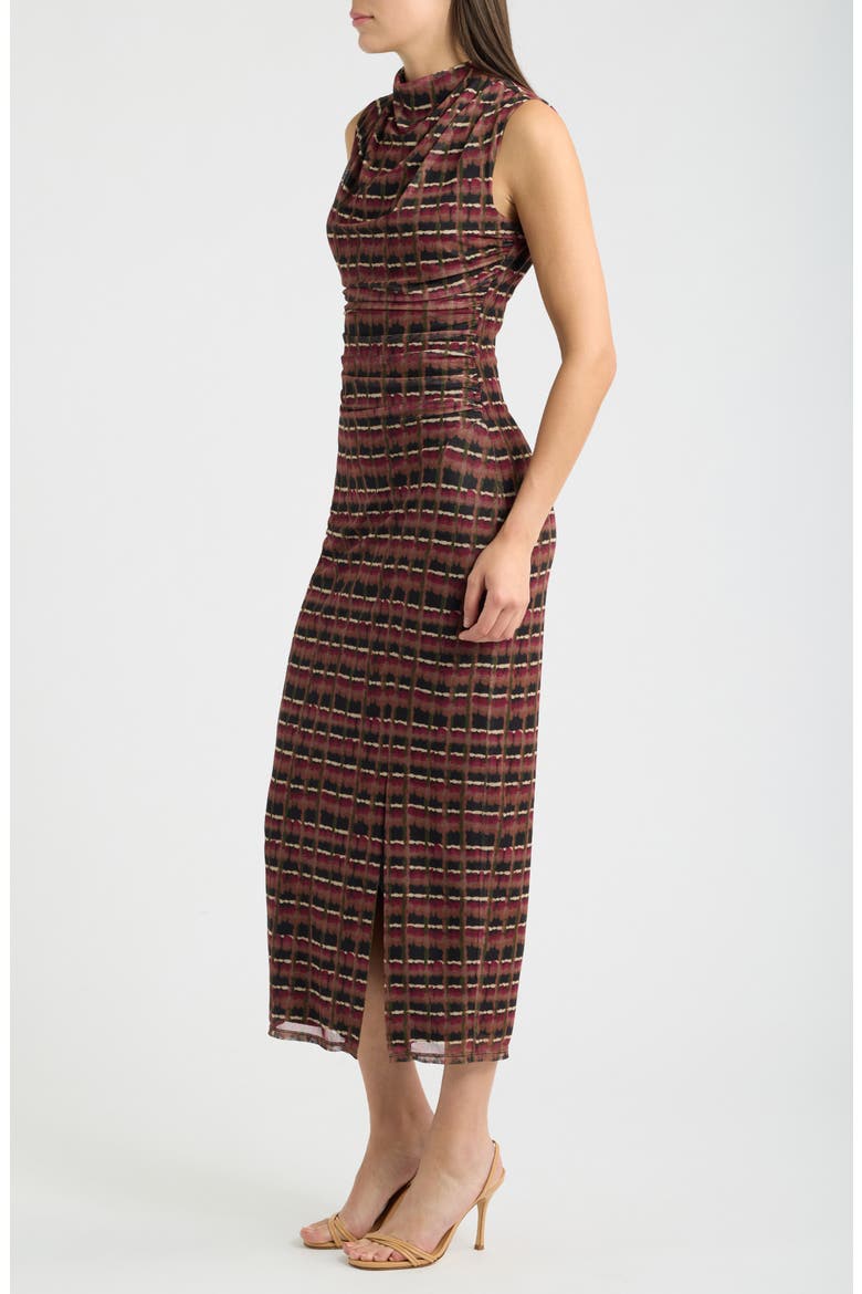 Geometric Print Mesh Sheath Dress, Alternate, color, WBK