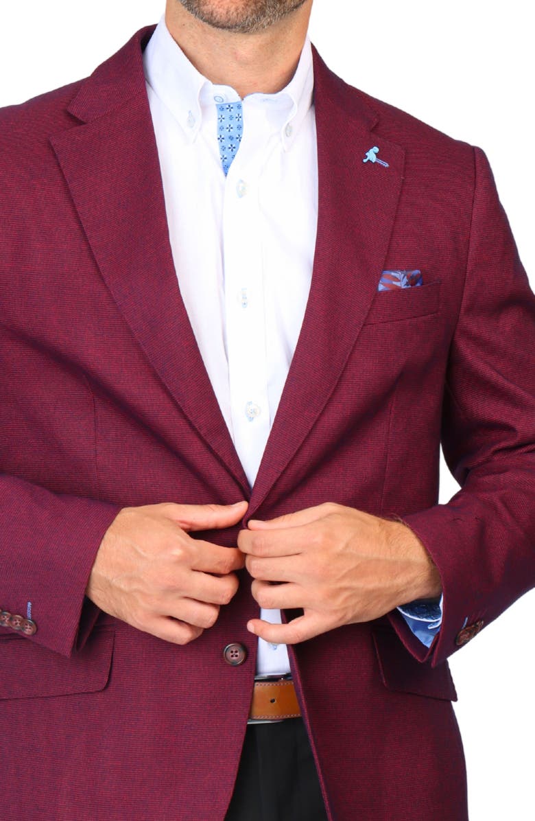 TailorByrd Tonal Dobby Sport Coat, Alternate, color, Burgundy