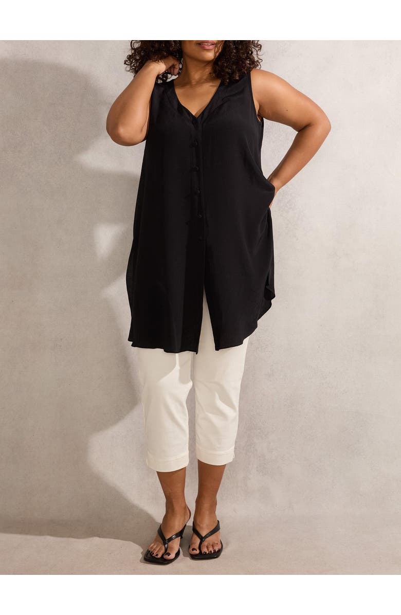 Live Unlimited Split Front Tunic, Alternate, color, Black