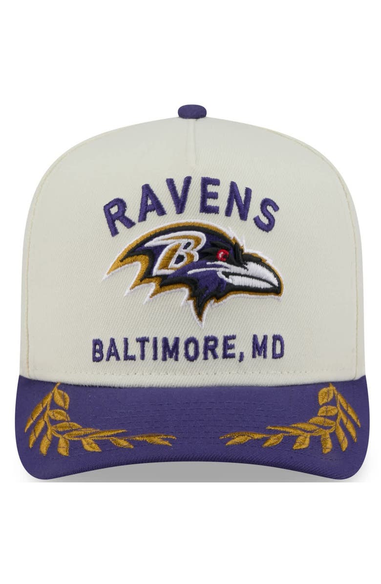 New Era Men's New Era  Cream/Purple Baltimore Ravens 2025 NFL Draft A-Frame 9FIFTY Snapback Hat, Alternate, color, 
