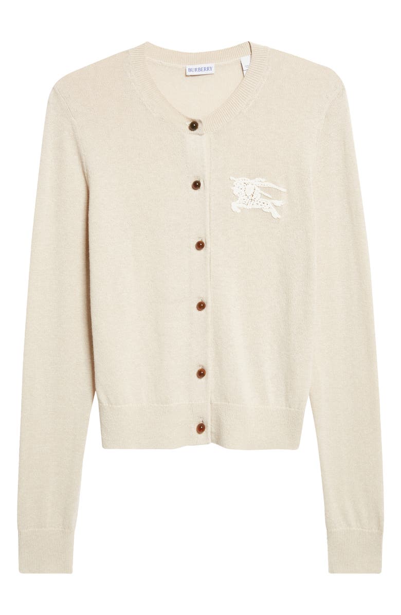 Burberry Ravella EKD Wool & Cotton Blend Cardigan, Main, color, Easel Beige