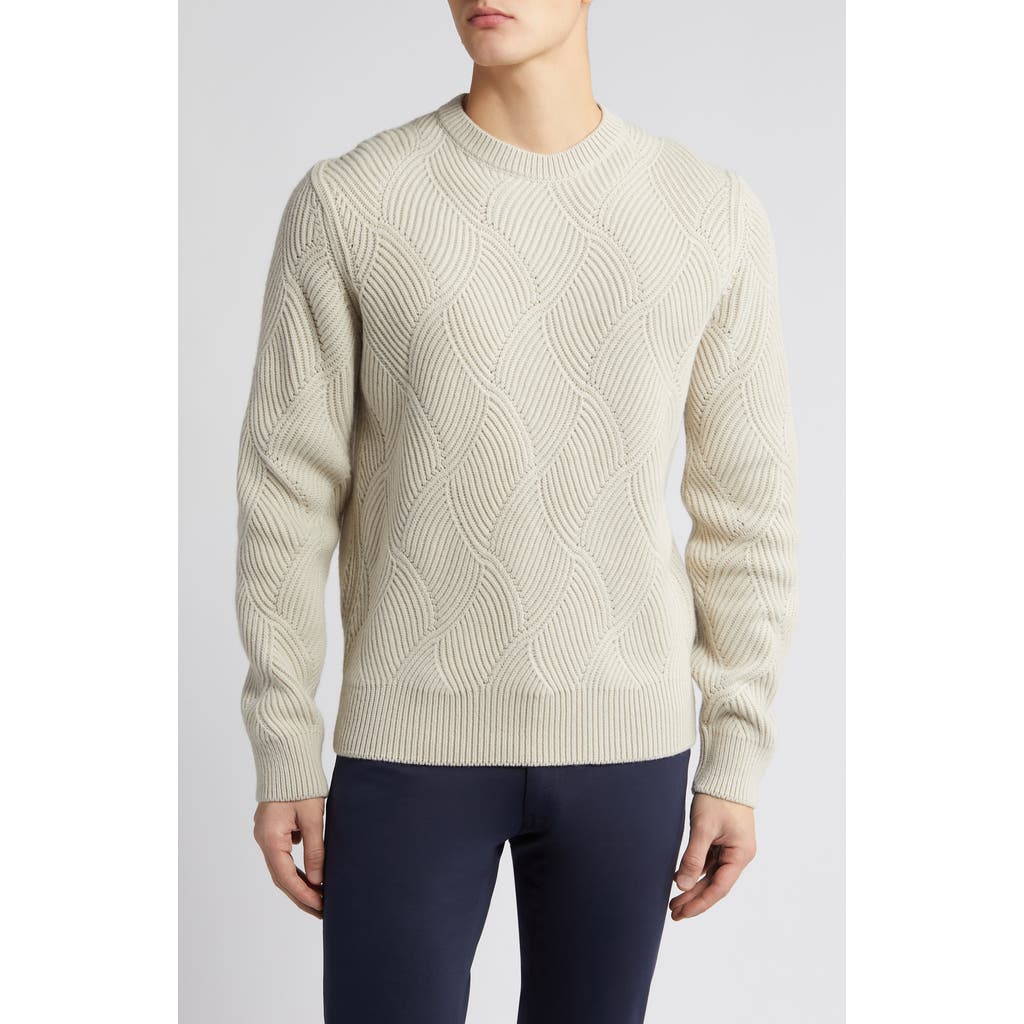 BOSS Camel Mezzo Wool & Cashmere Crewneck Sweater in Light Beige  product