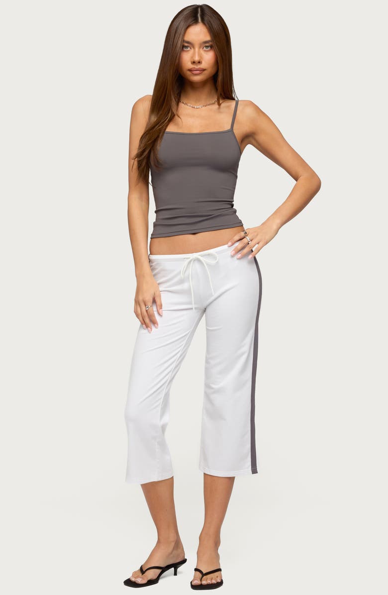 EDIKTED Milene Side Stripe Terry Drawstring Capri Pants, Alternate, color,