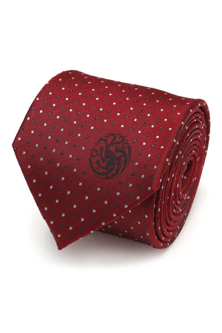 Targaryen Dragon Sigil Silk Tie, Alternate, color, RED