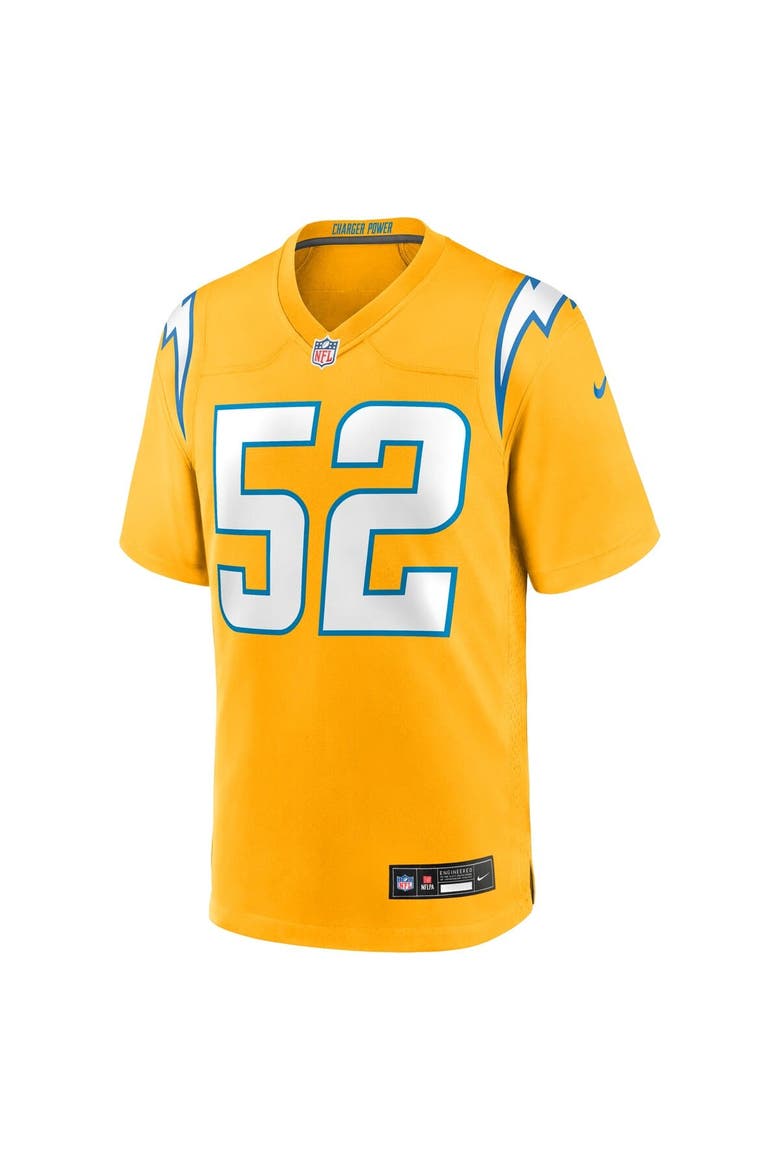Men's Nike Khalil Mack Gold Los Angeles Chargers Alternate Charger Power Game Player Jersey, Alternate, color, Gold