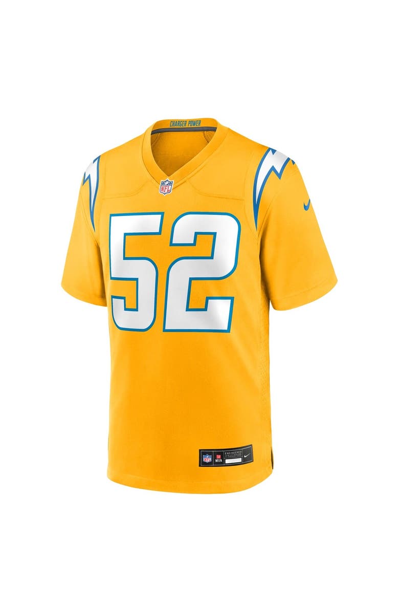 Nike Men's Nike Khalil Mack Gold Los Angeles Chargers Alternate Charger Power Game Player Jersey, Alternate, color, Gold