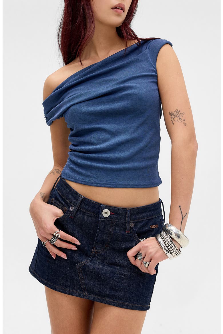 Fia Off the Shoulder Crop Top, Main, color, DARK BLUE