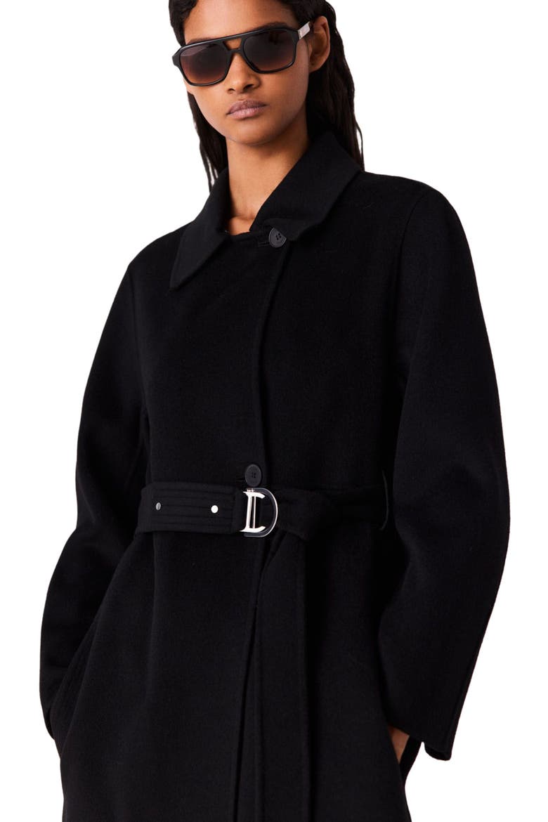 Double-faced coat with removable collar, Alternate, color, Black