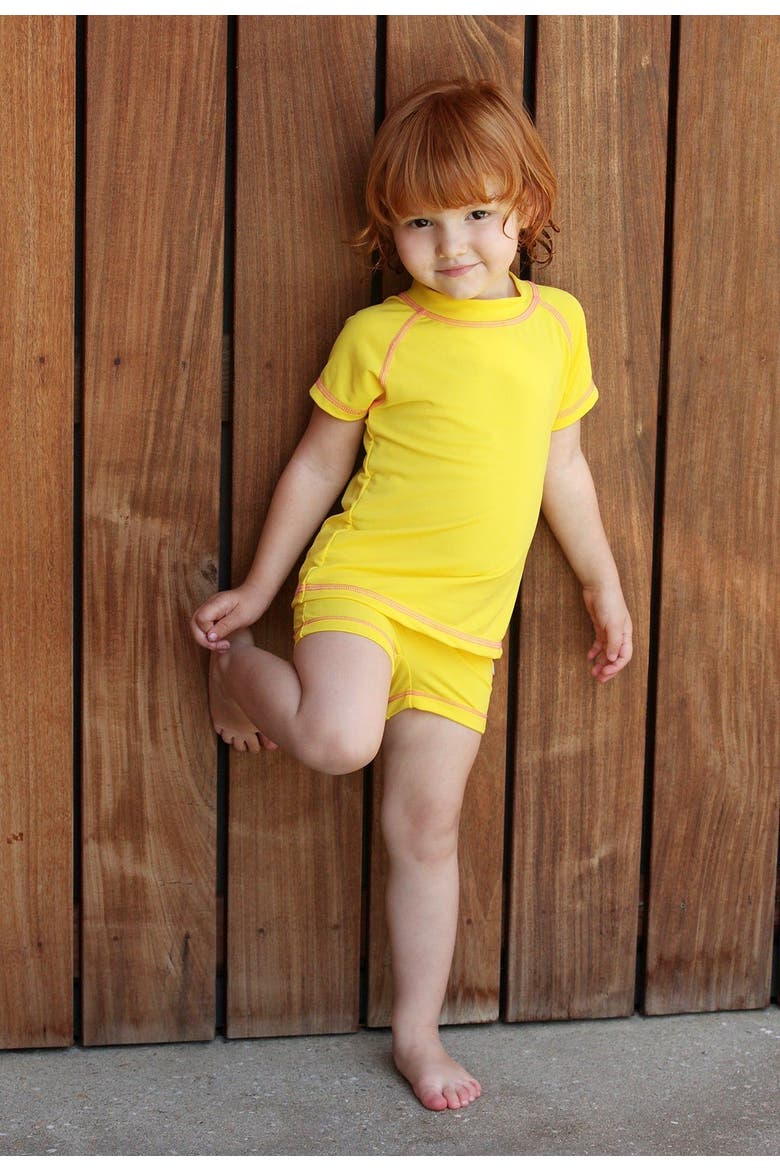 Baby Girls UPF 50+ Short Sleeve Rashguard (Baby), Alternate, color, Yellow