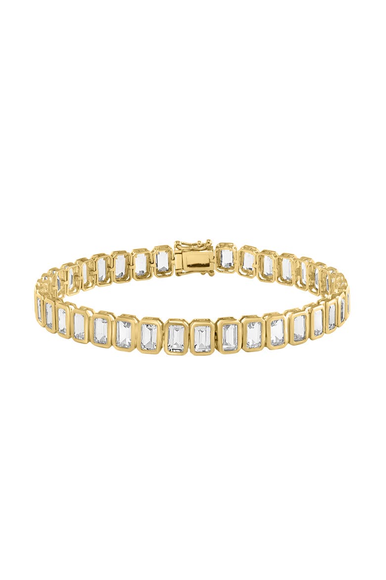 14K Yellow Gold  Emerald Cut White Topaz Bracelet, Main, color, 14K Gold