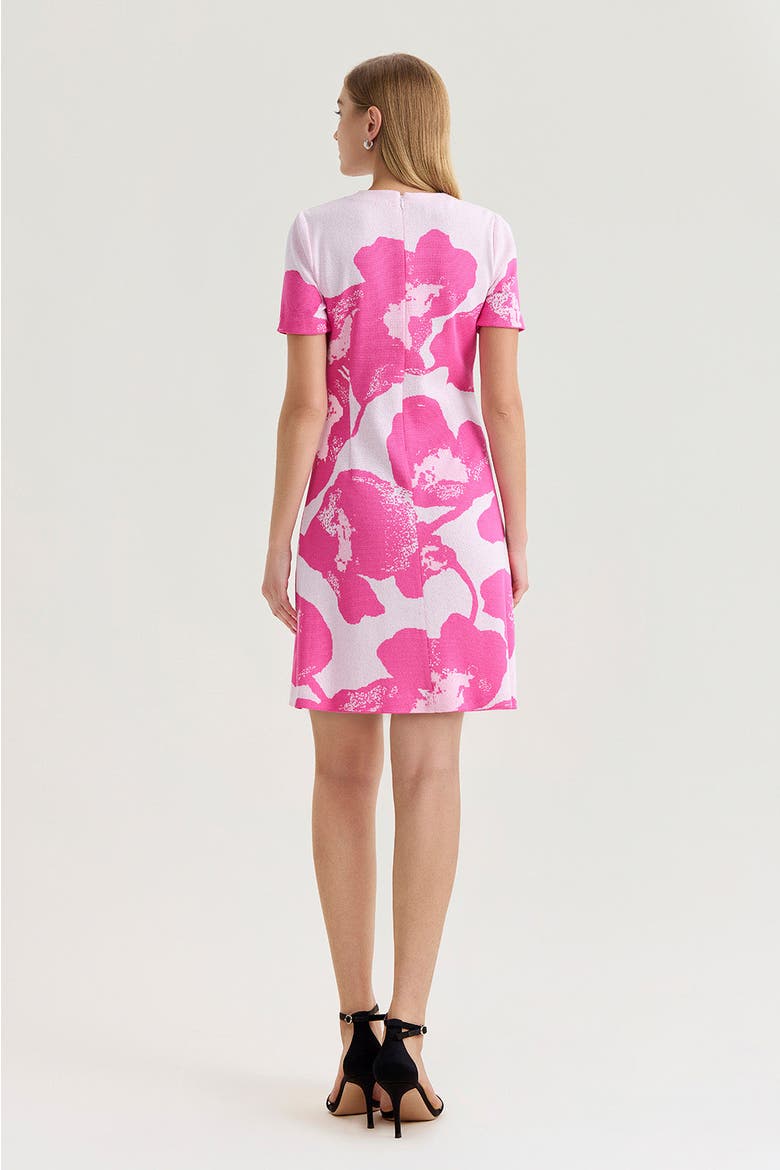 Floral Jacquard Soft Knit A-Line Dress, Alternate, color, Carmine Rose/White