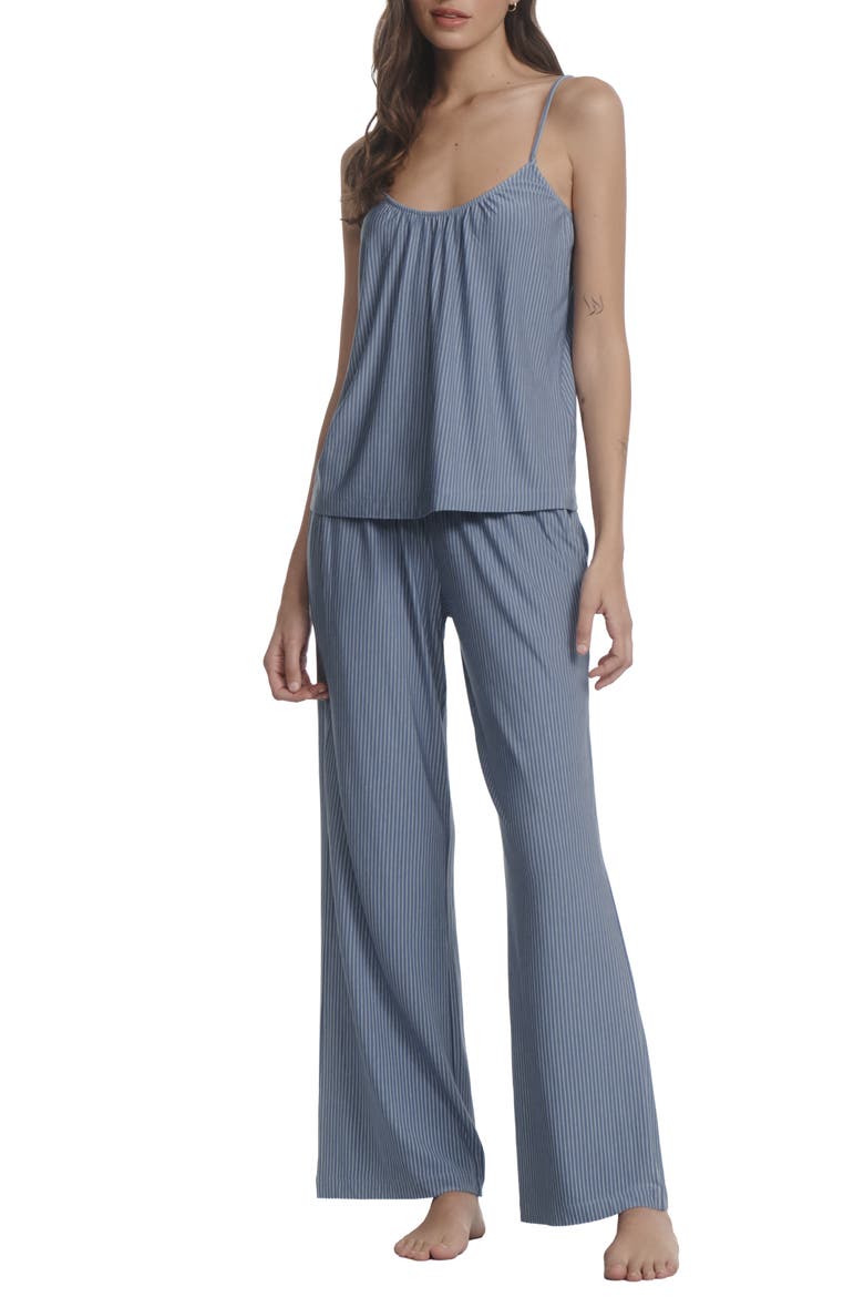 Gisele Printed Camisole Pants Pajamas, Main, color, DUO STRIPE SLATE BLUE