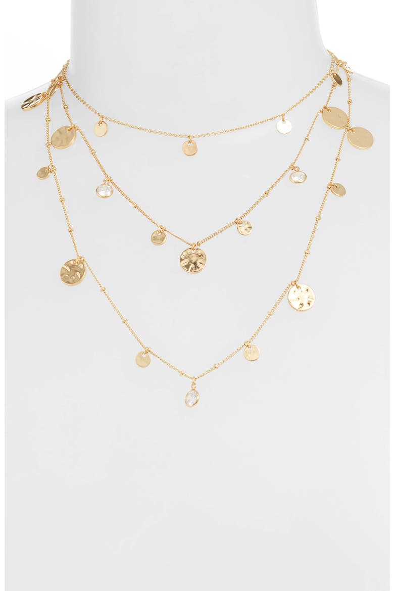 Set of 3 Disc Necklaces, Alternate, color, GOLD
