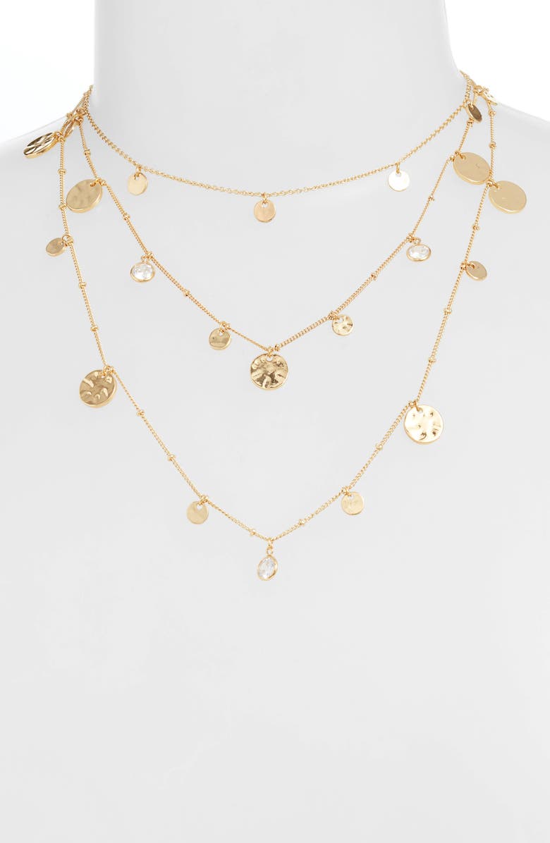 Ettika Set of 3 Disc Necklaces, Alternate, color, Gold