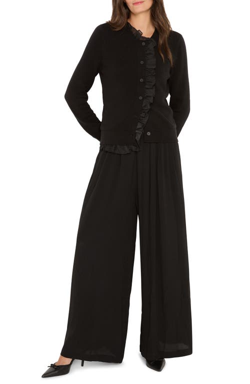 Nic + Zoe Nic+zoe Asymmetrical Ruffled Cardigan In Black