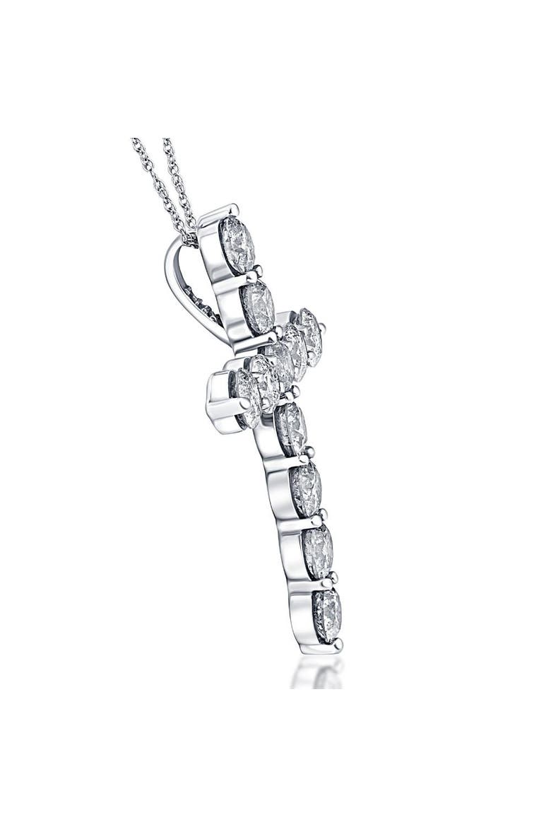 3.34Ct Diamond Cross Pendant 14k Gold Necklace 18", Alternate, color, 14k White Gold