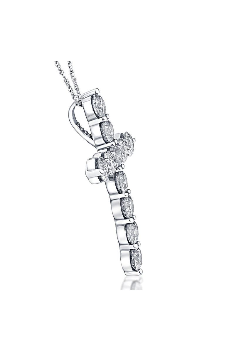 Bliss Diamond 3 Ct Diamond Cross Pendant 14k Gold Necklace Lab Grown, Alternate, color, 14K White Gold