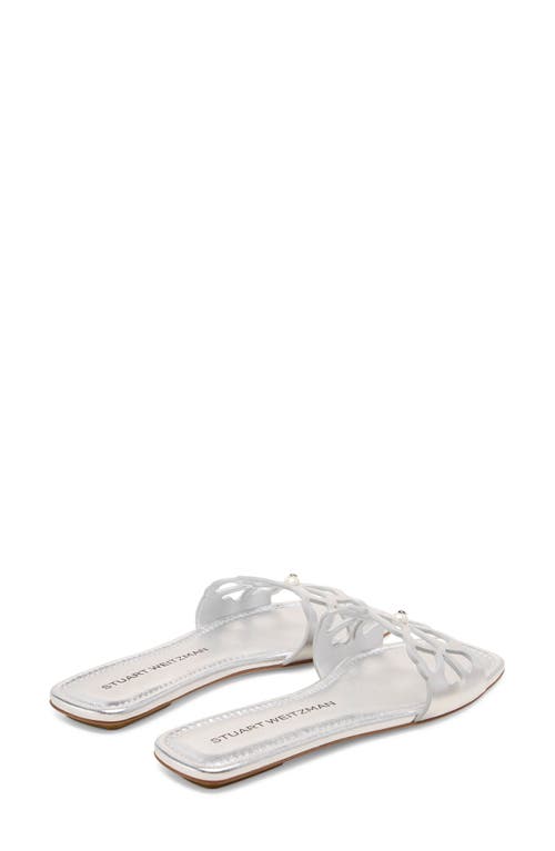Stuart Weitzman Jasmine Cutout Slide Sandal In White