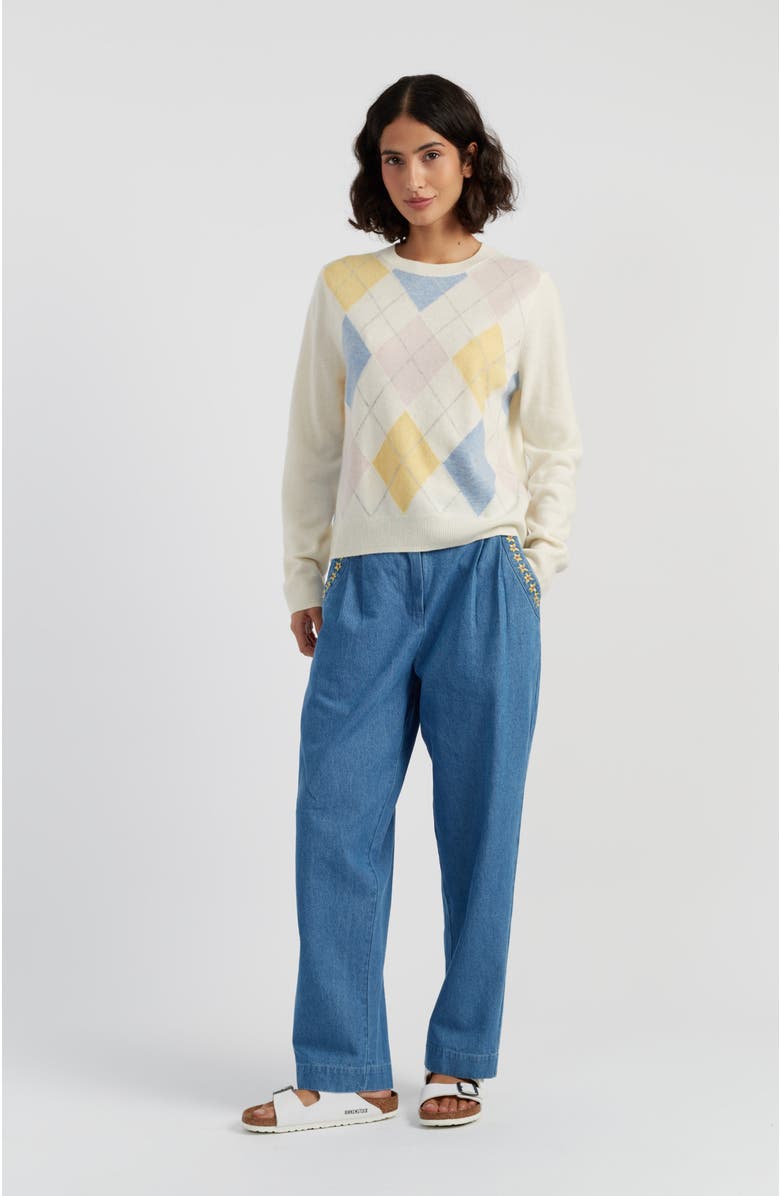 Chinti & Parker Wool-Cashmere Argyle Sweater, Alternate, color, Cream