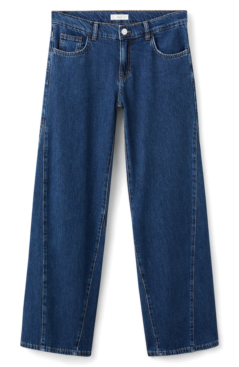 MANGO TEEN Twisted Seam Mid Rise Straight Leg Jeans, Alternate, color, Dark Blue