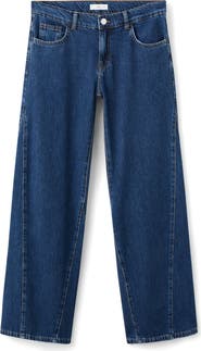 MANGO TEEN Twisted Seam Mid Rise Straight Leg Jeans