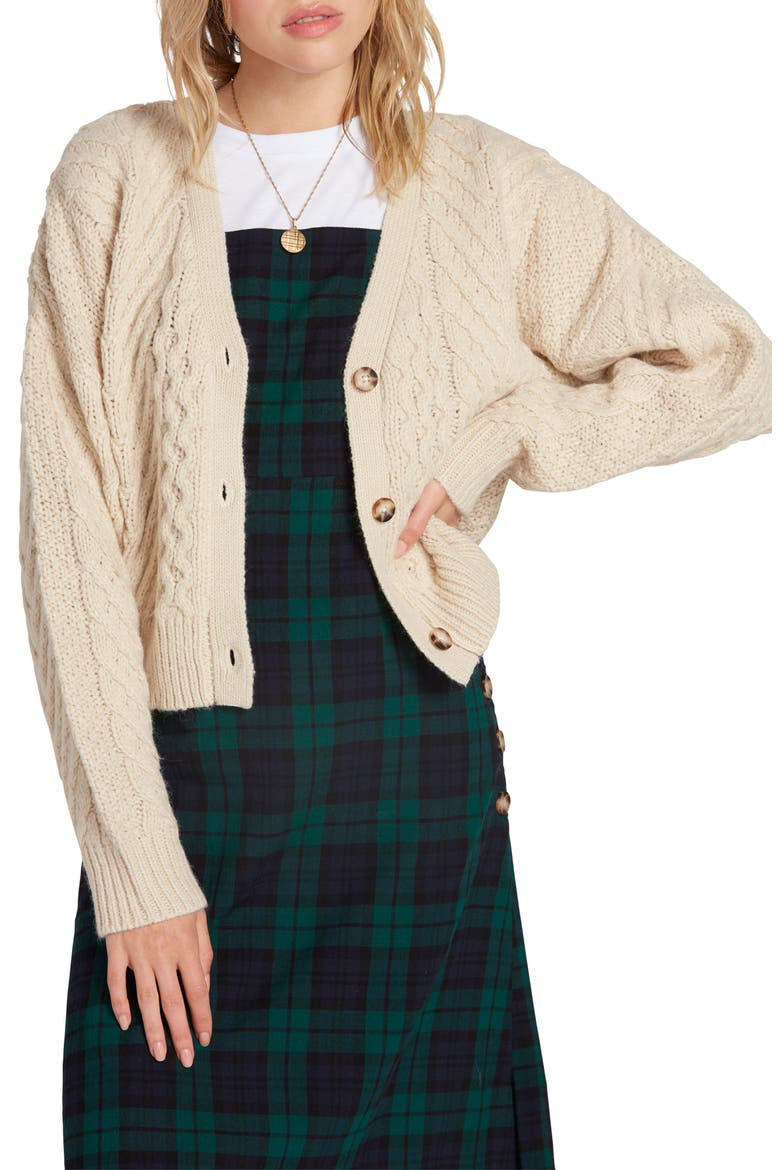 Bettergetter Cable Cardigan, Main, color, CREAM