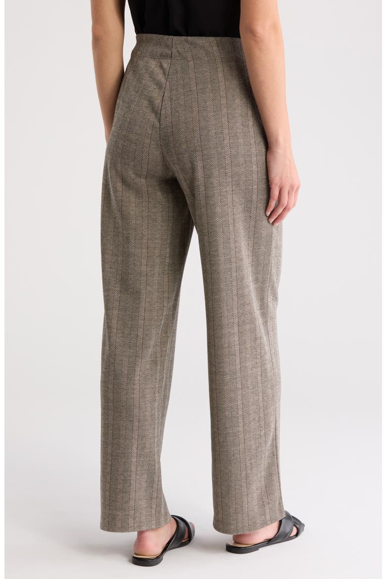 Double Knit Wide Leg Pants, Alternate, color, BLACK/ CREAM/ RUST HERRINGBONE