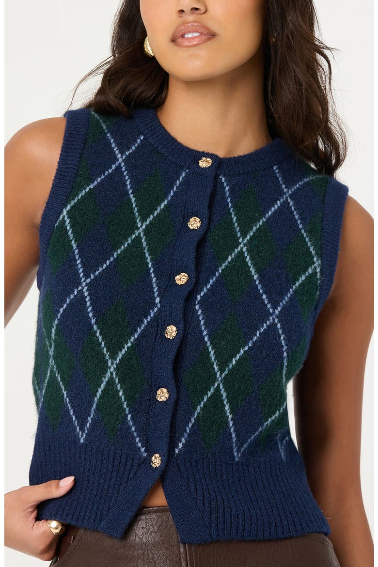 Abbie Argyle Sweater Vest, Alternate, color, GREEN BLUE ARGYLE
