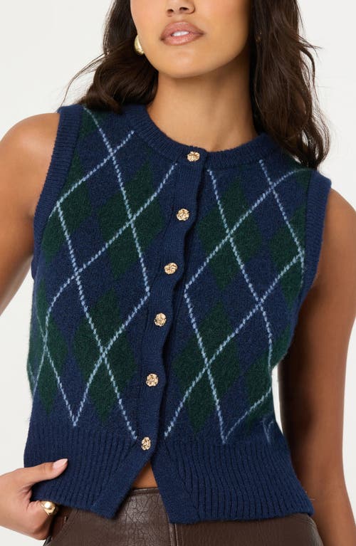 Astr The Label Abbie Argyle Sweater Vest In Blue