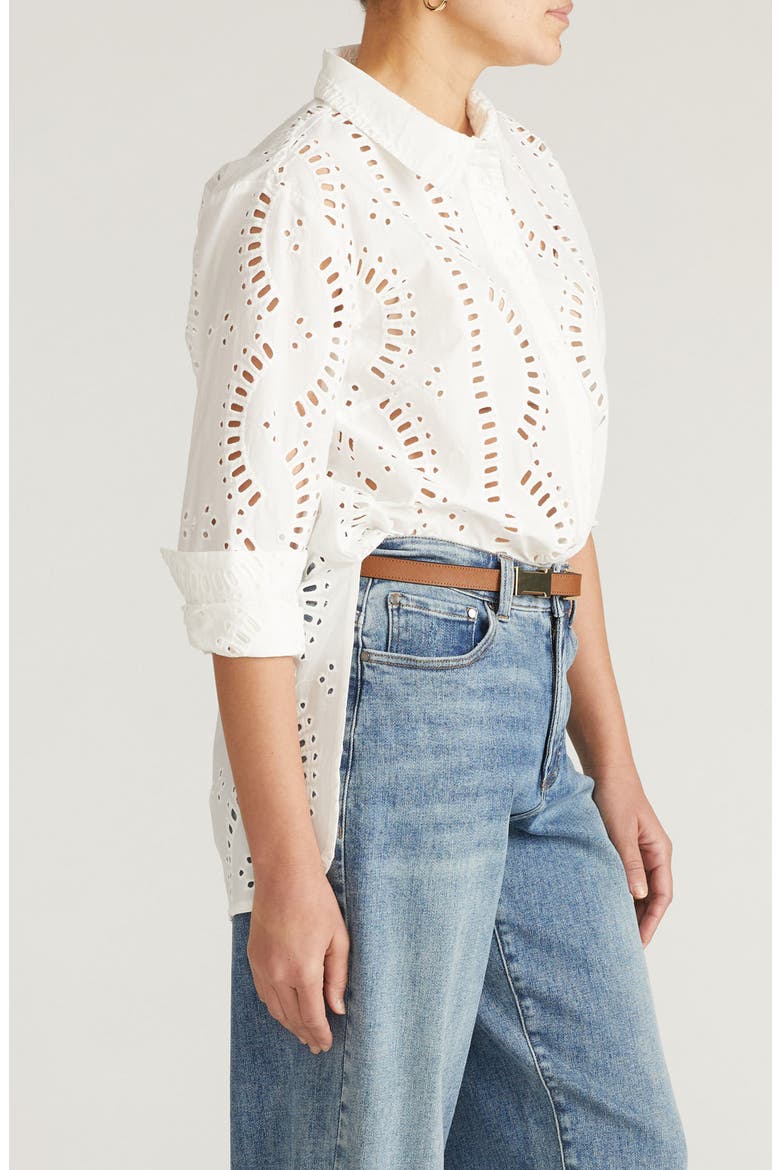 Embroidered Cotton Poplin Blouse, Alternate, color, WHITE