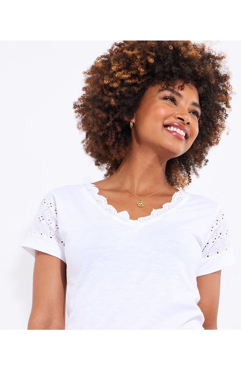 Joe Browns Eyelet V-neck Tee, Alternate, color, White