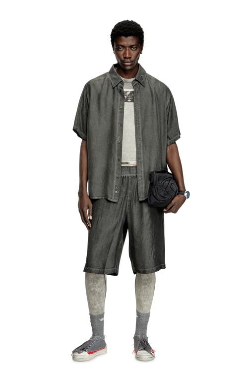 Diesel Leon Black Bermuda Pants With Elastic Waist And Two Rear Welt Pockets In Tech Fabric Man In Deep/black