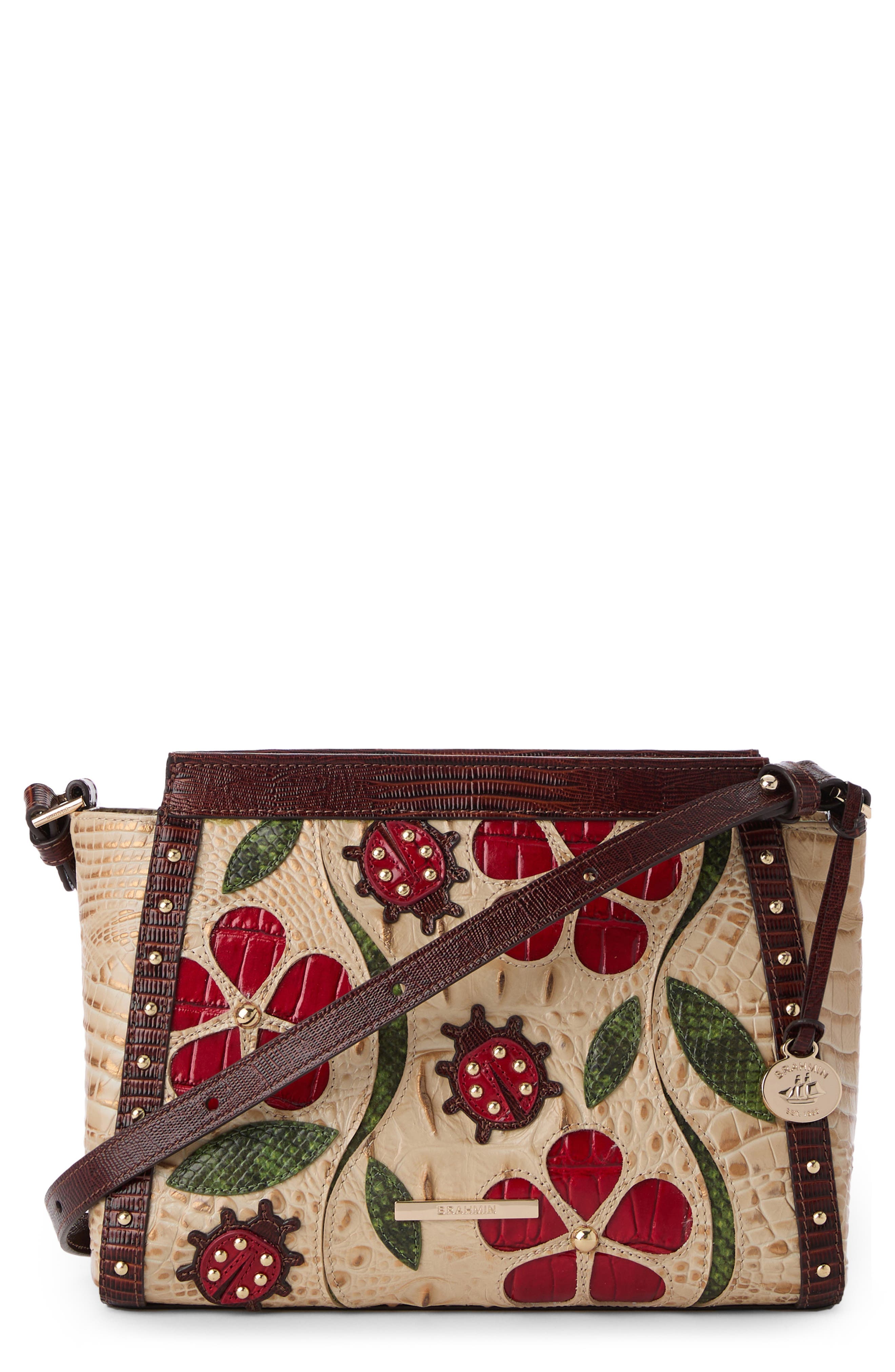 Brahmin Hillary Croc Embossed Leather Crossbody Bag, Main, color, 