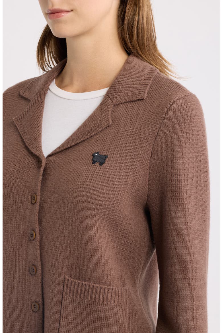Merino Wool Blazer Cardigan, Alternate, color, HEATHER BROWN