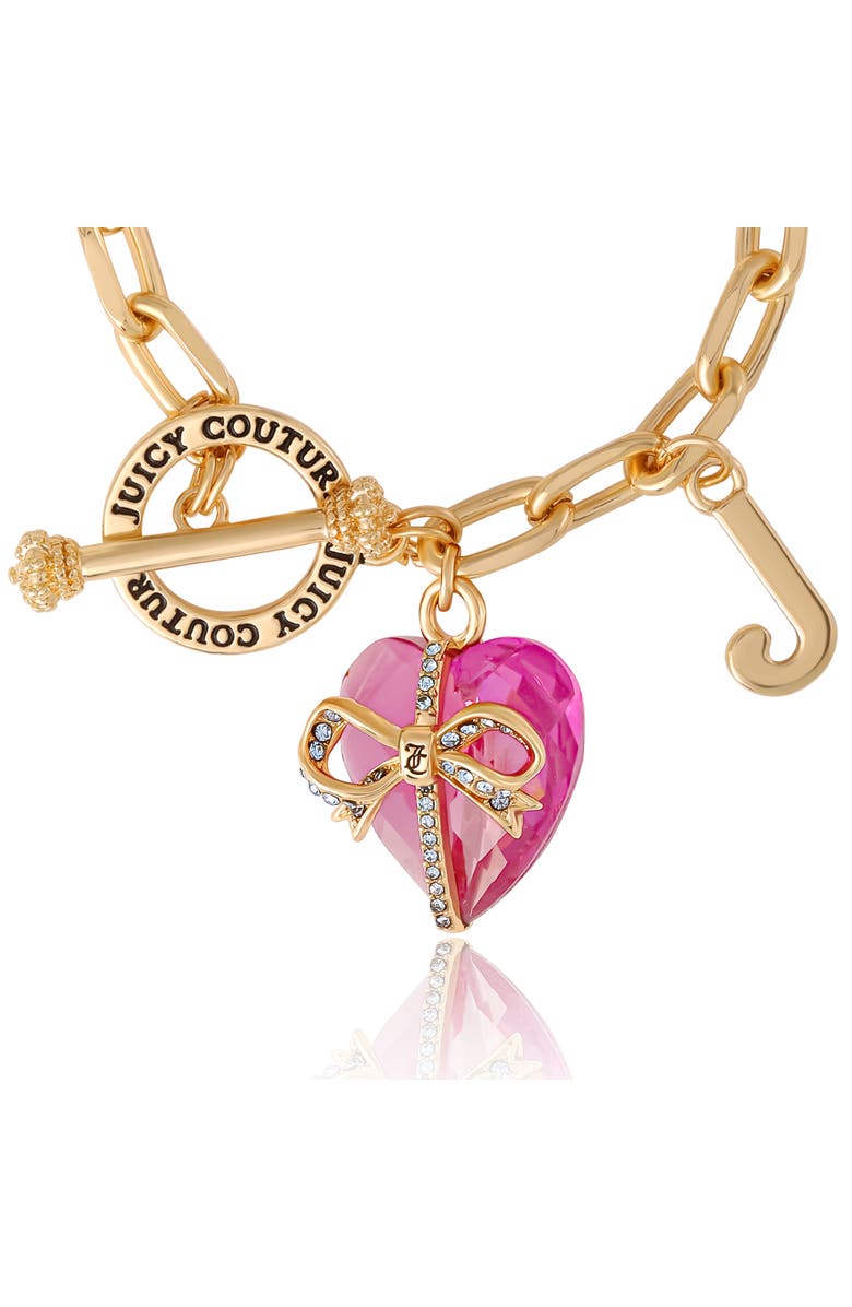 Juicy Couture Heart Stone & J Charm Bracelet, Alternate, color, Pink