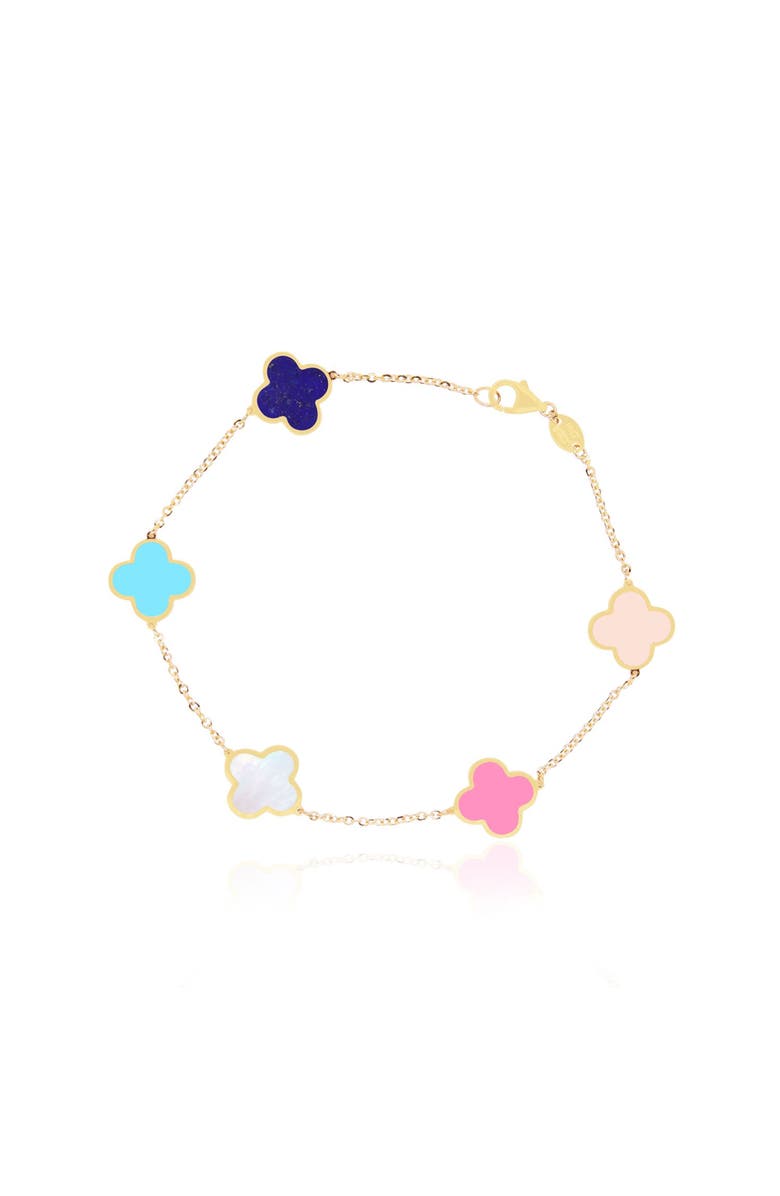 The Lovery Fine Jewelry Small Pastel Mixed Clover Bracelet, Main, color, Pastel Mixed