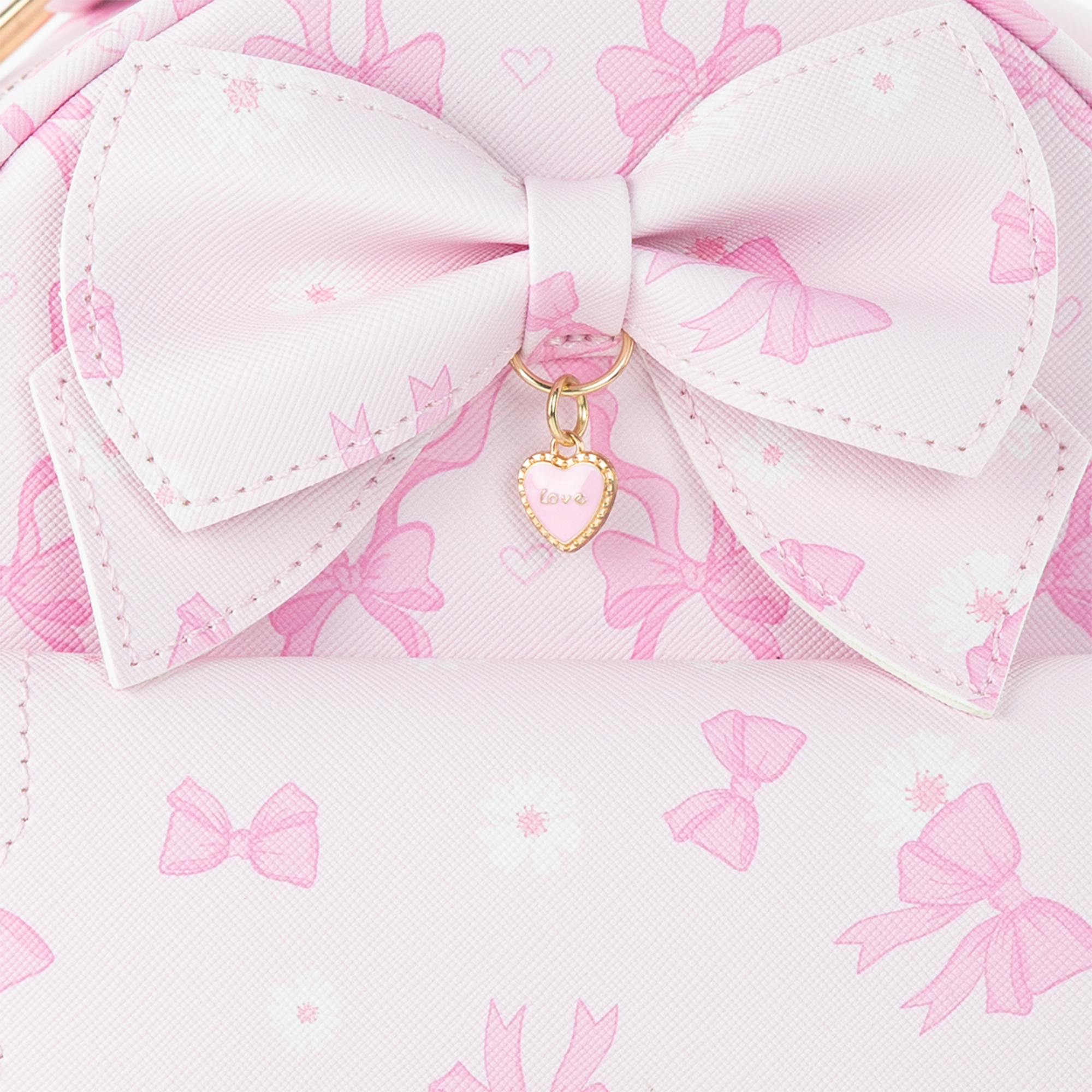 Ribbon & Heart Scalloped Mini Backpack Set, Alternate, color, Romantic Ribbon Hearts/ Pink
