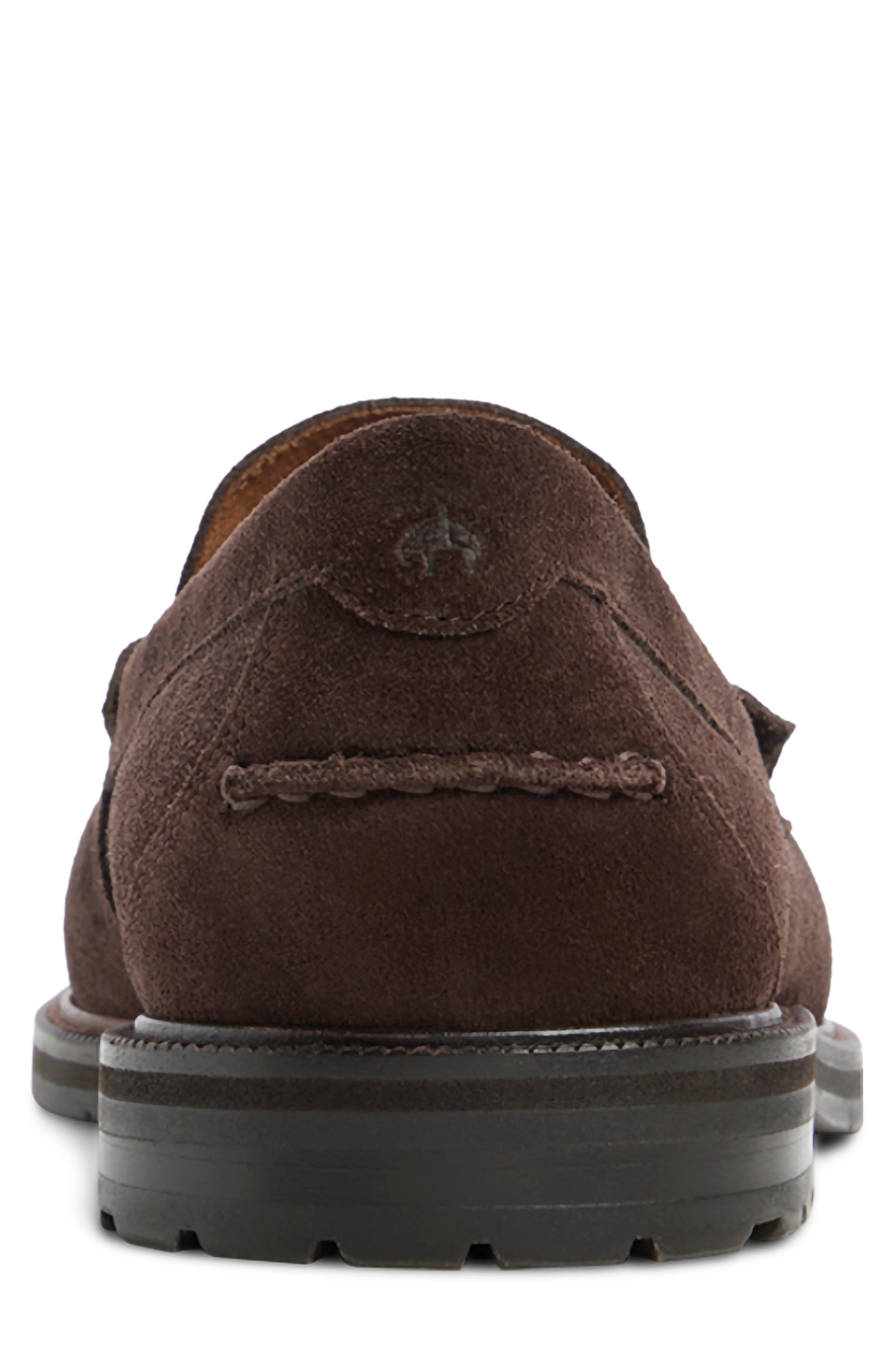 Astor Leather Penny Loafer, Alternate, color, DARK BROWN