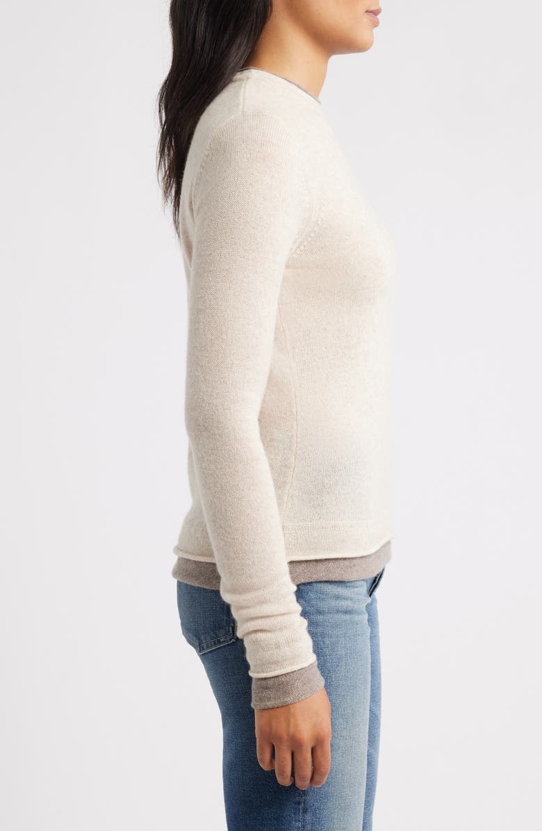 Griffen Double Trim Wool
Cashmere Crewneck Sweater, Alternate, color, Oat/ Mink