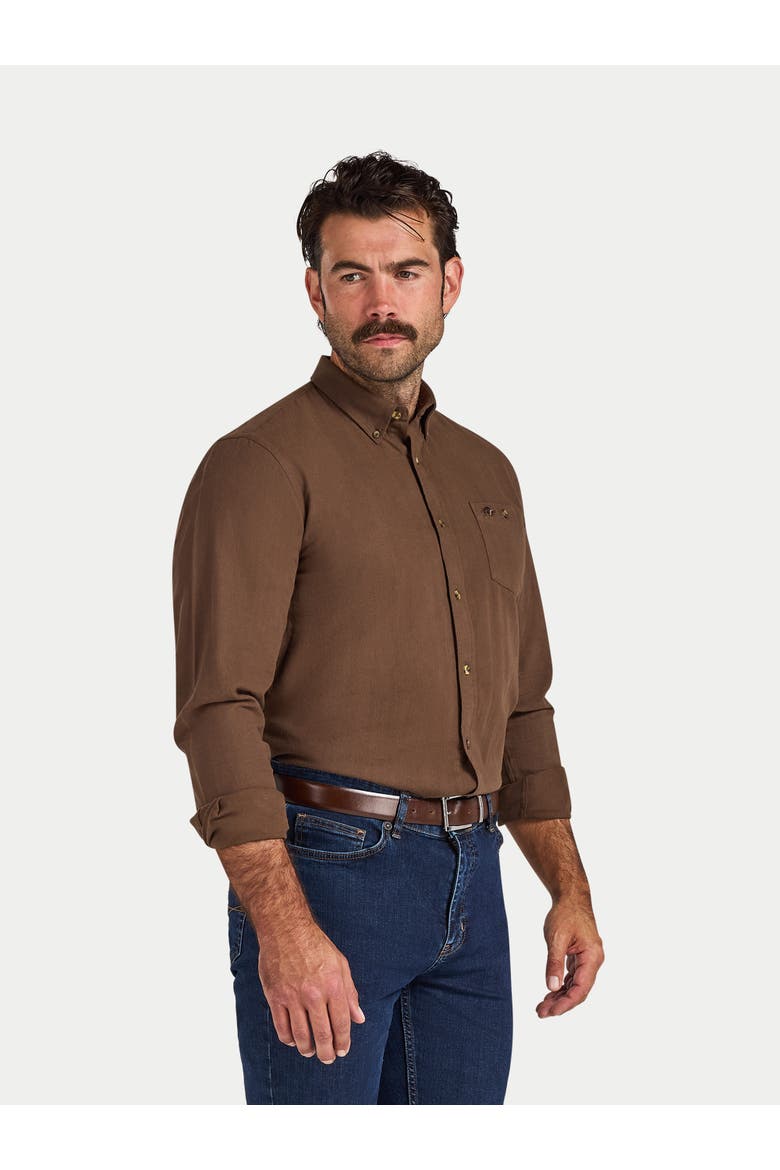 Long Sleeve Brushed Herringbone Shirt, Alternate, color, Brown