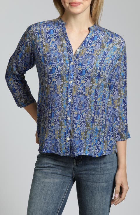 Abstract Print Button-Up Shirt