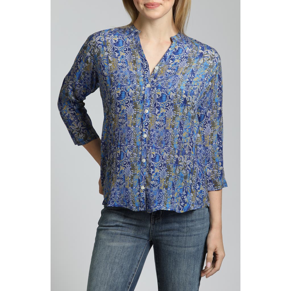 APNY Abstract Print Button-Up Shirt in Blue/green Multi  product